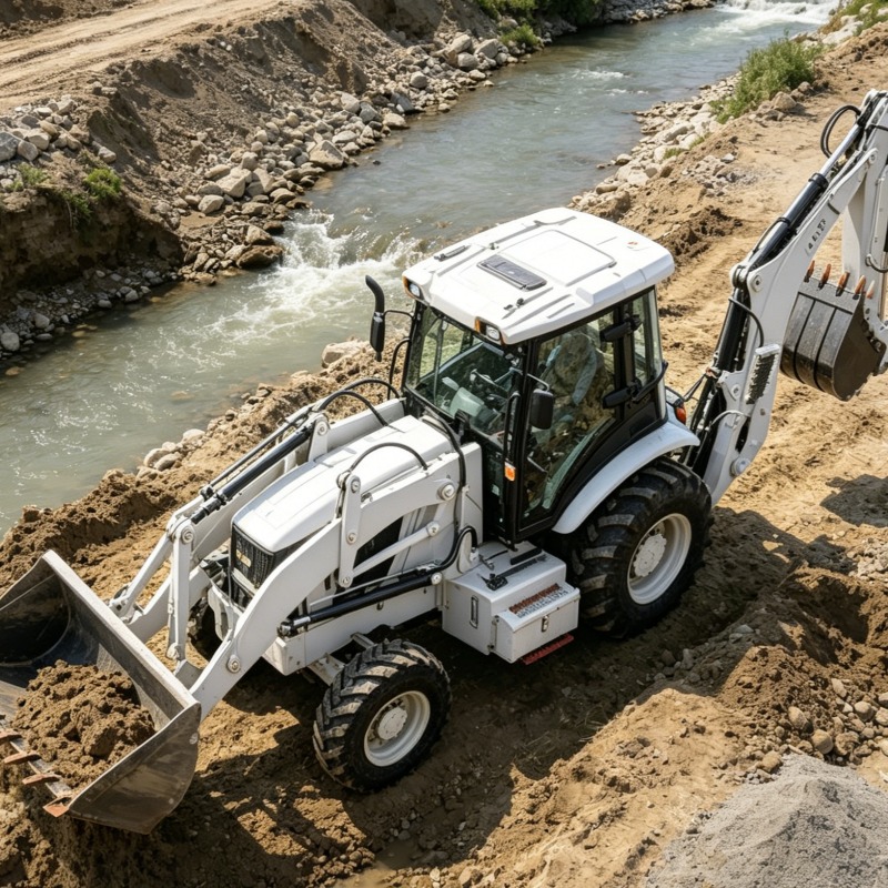Heavy Equipment Working - Loader Backhoe Industrial Grade 4x4 Wheel