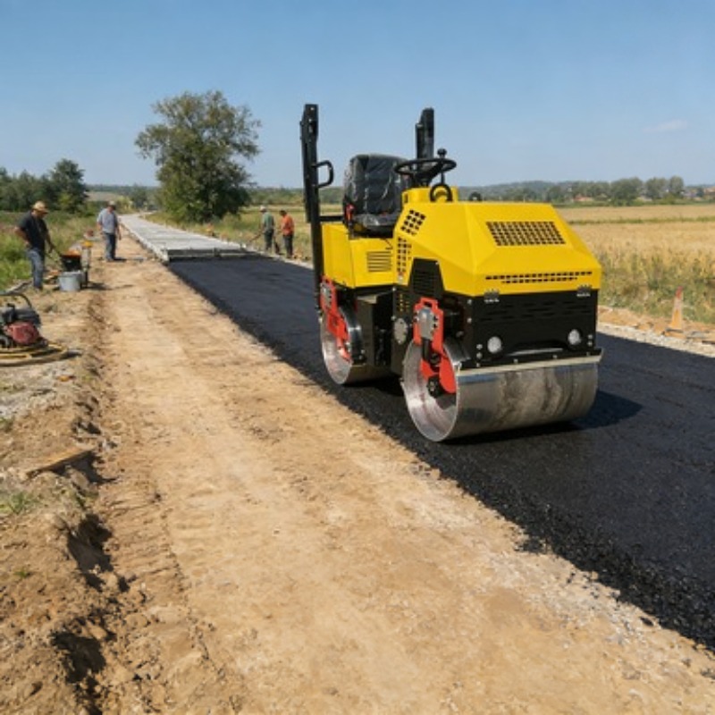 Heavy Equipment Construction - Single Drum Road Roller Vibratory Compactor